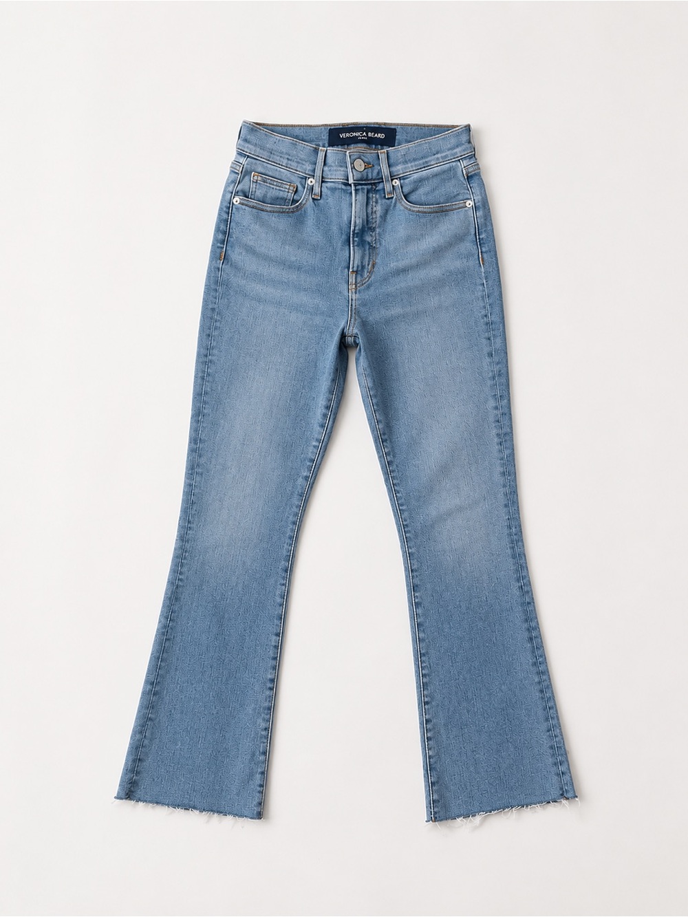 Veronica Beard Light Blue Flare Jeans with Raw Hem
